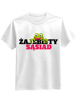 Koszulka Koszulka Męska Żajebisty Sąsiad Biała - Śmieszne T-Shirty z Nadrukami ?