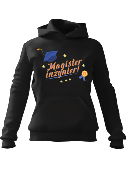 Bluza Męska z kapturem Magister Inżynier Czarna - Śmieszne gadżety z Nadrukami ?