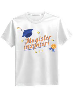 Koszulka Koszulka Męska Magister Inżynier Biała - Śmieszne T-Shirty z Nadrukami ?