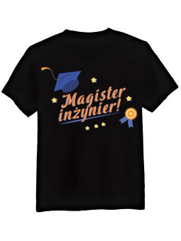 Koszulka Koszulka Męska Magister Inżynier Czarna - Śmieszne T-Shirty z Nadrukami ?