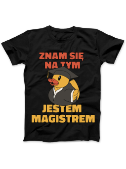 Koszulka Koszulka Damska Znam Się Na Tym Jestem Magistrem Czarna - Śmieszne T-Shirty z Nadrukami ?