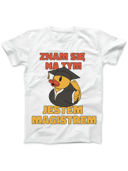 Koszulka Koszulka Damska Znam Się Na Tym Jestem Magistrem Biała - Śmieszne T-Shirty z Nadrukami ?