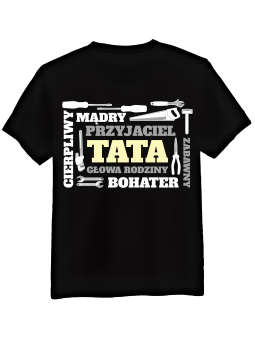 Koszulka Koszulka Męska Tata Mądry Przyjaciel Czarna - Śmieszne T-Shirty z Nadrukami ?