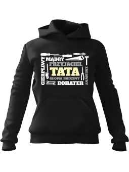 Bluza Męska z kapturem Tata Mądry Przyjaciel Czarna - Śmieszne gadżety z Nadrukami ?