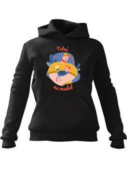 Bluza Męska z kapturem Tatuś Na Medal  Czarna - Śmieszne gadżety z Nadrukami ?