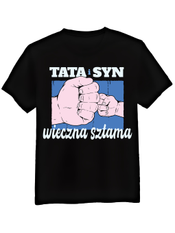 Koszulka Koszulka Męska Tata i Syn Sztama Czarna - Śmieszne T-Shirty z Nadrukami ?