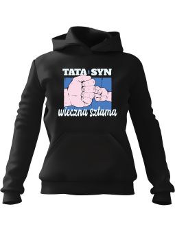 Bluza Męska z kapturem Tata i Syn Sztama Czarna - Śmieszne gadżety z Nadrukami ?