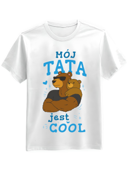 Koszulka Koszulka Męska Mój Tata Jest Cool Biała - Śmieszne T-Shirty z Nadrukami ?