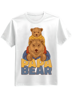 Koszulka Koszulka Męska Papa Bear Biała - Śmieszne T-Shirty z Nadrukami ?