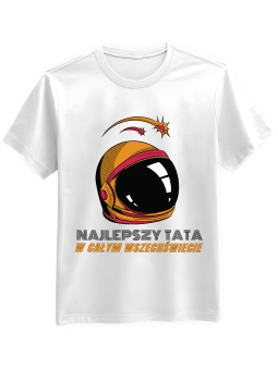 Koszulka Koszulka Męska Najlepszy Tata W Całym Wszechświecie Biała - Śmieszne T-Shirty z Nadrukami ?