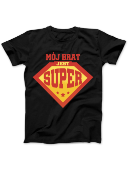 Koszulka Koszulka Damska Mój Brat Jest Super Czarna - Śmieszne T-Shirty z Nadrukami ?