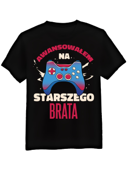 Koszulka Koszulka Męska Awansowałem Na Starszego Brata Czarna - Śmieszne T-Shirty z Nadrukami ?