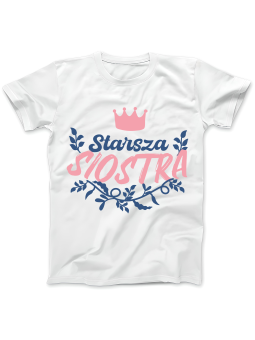 Koszulka Koszulka Damska Starsza Siostra Biała - Śmieszne T-Shirty z Nadrukami ?