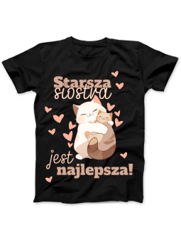 Koszulka Koszulka damska Starsza Siostra Jest Najlepsza Czarna - Śmieszne T-Shirty z Nadrukami ?