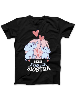 Koszulka Koszulka damska Będę Starszą Siostrą Czarna - Śmieszne T-Shirty z Nadrukami ?
