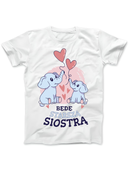 Koszulka Koszulka Damska Będę Starszą Siostrą Biała - Śmieszne T-Shirty z Nadrukami ?