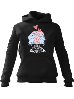 Bluza Damska z kapturem Będę Starszą Siostrą Czarna - Modna Odzież z Nadrukami ?