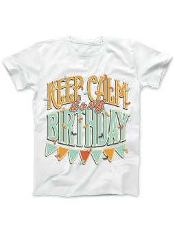 Koszulka Koszulka Damska Keep Calm Its My Birthday Biała - Śmieszne T-Shirty z Nadrukami ?