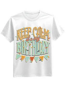Koszulka Koszulka Męska Keep Calm Its My Birthday Biała - Śmieszne T-Shirty z Nadrukami ?