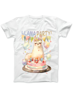 Koszulka Koszulka Damska Llama Party Urodzinowa Biała - Śmieszne T-Shirty z Nadrukami ?