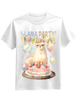 Koszulka Koszulka Męska Llama Party Urodzinowa Biała - Śmieszne T-Shirty z Nadrukami ?