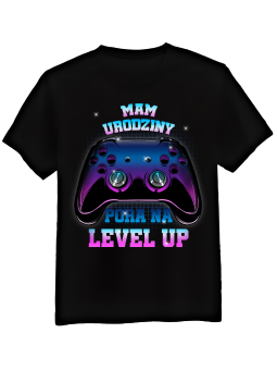 Koszulka Koszulka Męska Pora Na Level Up Czarna - Śmieszne T-Shirty z Nadrukami ?