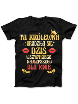 Koszulka Koszulka damska Ta Królewna Urodziła Się Dziś Czarna - Śmieszne T-Shirty z Nadrukami ?