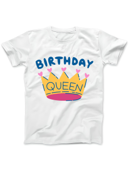 Koszulka Koszulka Damska Korona Birthday Queen Biała - Śmieszne T-Shirty z Nadrukami ?