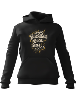 Bluza Damska z kapturem Birthday Rockstar Czarna - Modna Odzież z Nadrukami ?
