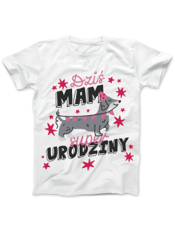 Koszulka Koszulka Damska Jamnik Dziś Mam Urodziny - Śmieszne T-Shirty z Nadrukami ?