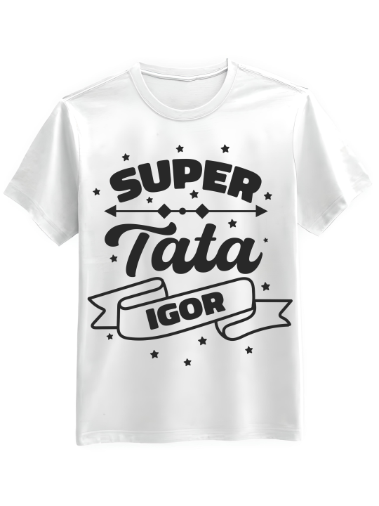 Koszulka Koszulka Męska Super Tata [WYBIERZ IMIĘ] - Śmieszne T-Shirty z Nadrukami ?