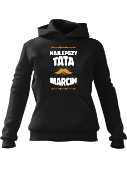 Bluza Męska z kapturem Wąsy Najlepszy Tata [WYBIERZ IMIĘ] - Śmieszne gadżety z Nadrukami ?