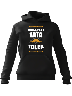 Bluza Męska z kapturem Wąsy Najlepszy Tata [WYBIERZ IMIĘ] - Śmieszne gadżety z Nadrukami ?