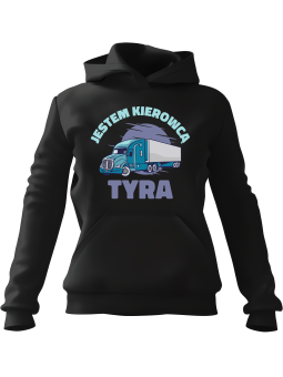 Bluza Męska z kapturem Jestem Kierowcą Tyra Czarna - Śmieszne gadżety z Nadrukami ?