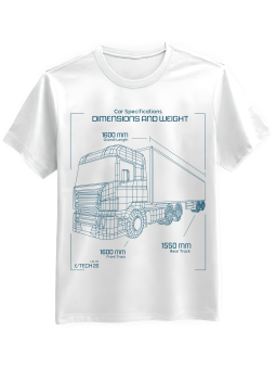 Koszulka Koszulka Męska Car Specifications Biała - Śmieszne T-Shirty z Nadrukami ?