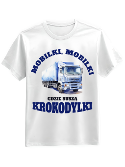 Koszulka Koszulka Męska Mobilki Gdzie Krokodylki Biała - Śmieszne T-Shirty z Nadrukami ?