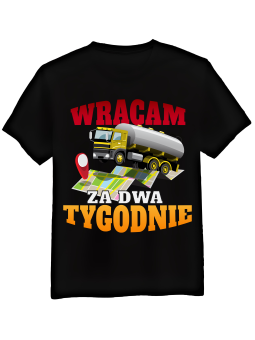 Koszulka Koszulka Męska Wracam Za Dwa Tygodnie Czarna - Śmieszne T-Shirty z Nadrukami ?