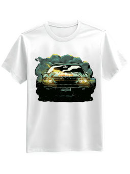 Koszulka Koszulka Męska Komiksowy Samochód Biała - Śmieszne T-Shirty z Nadrukami ?