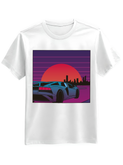 Koszulka Koszulka Męska Vaporwave Car Biała - Śmieszne T-Shirty z Nadrukami ?