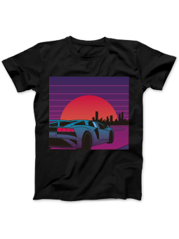 Koszulka Koszulka Damska Vaporwave Car Czarna - Śmieszne T-Shirty z Nadrukami ?