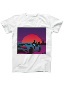 Koszulka Koszulka Damska Vaporwave Car Biała - Śmieszne T-Shirty z Nadrukami ?