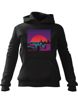 Bluza Męska z kapturem Vaporwave Car Czarna - Śmieszne gadżety z Nadrukami ?