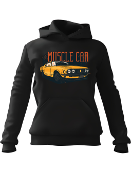 Bluza Damska z kapturem Muscle Car Czarna - Modna Odzież z Nadrukami ?