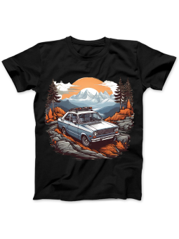 Koszulka Koszulka Damska Samochód w Górach Czarna - Śmieszne T-Shirty z Nadrukami ?