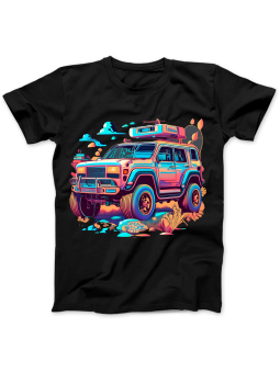 Koszulka Koszulka Damska Kolorowy Samochód Terenowy Czarna - Śmieszne T-Shirty z Nadrukami ?