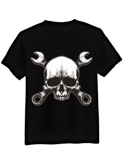 Koszulka Koszulka Męska Czaszka Mechanik Czarna - Mustang Motoryzacja