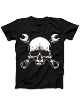 Koszulka Koszulka Damska Czaszka Mechanik Czarna - Śmieszne T-Shirty z Nadrukami ?