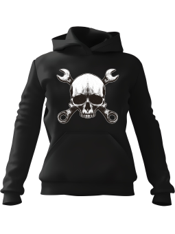Bluza Męska z kapturem Czaszka Mechanik Czarna - Śmieszne gadżety z Nadrukami ?
