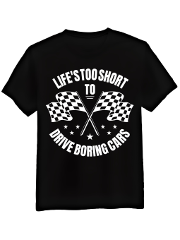 Koszulka Koszulka Męska Life Is Too Short To Drive Boring Cars Czarna - Mustang Motoryzacja