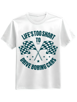 Koszulka Koszulka Męska Life Is Too Short To Drive Boring Cars Biała - Śmieszne T-Shirty z Nadrukami ?